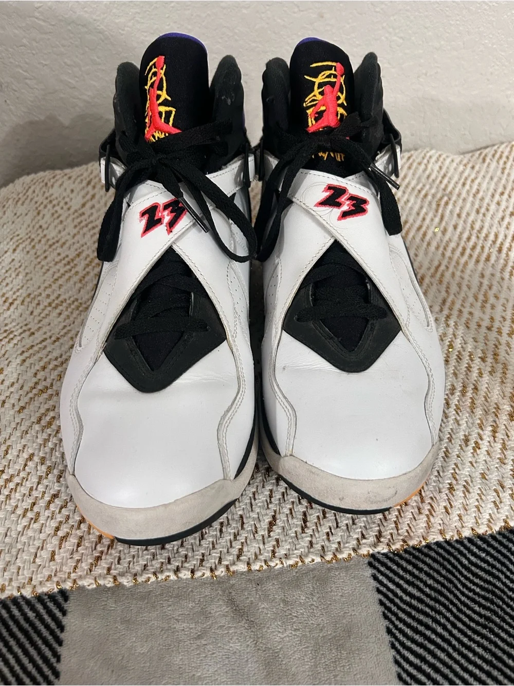 Jordan Men's White Black Red Retro Sneakers